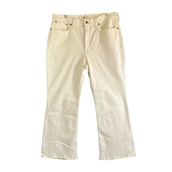 MADEWELL THE PERFECT VINTAGE FLARE CROP JEAN Cream Denim Size 32 FLAW - Picture 1 of 12